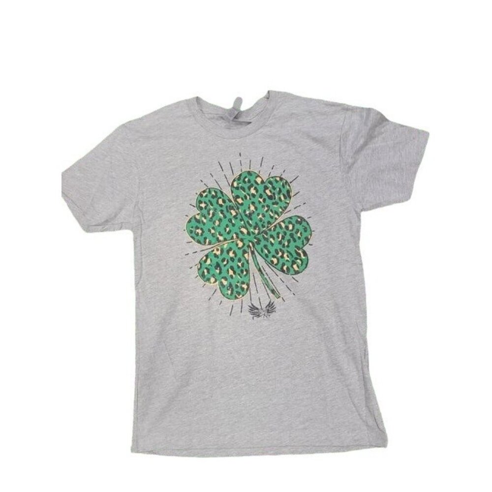 Leopard Clover Lucky Charm Graphic Tee St. Patricks Day Unisex T Shirt